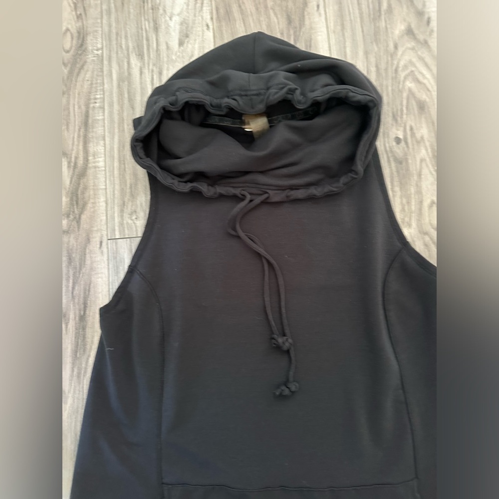 Calia Sweatshirt Hoodie Sleeveless Funnel Neck Kangaroo Pocket Black Size Large - Picture 7 of 9